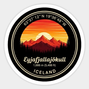 Eyjafjallajökull Iceland Retro Sunset Sticker